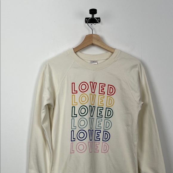 Hanna Andersson Women's XS Cream 'Loved' Graphic Long Sleeve Pullover Sweatshirt - Picture 3 of 8